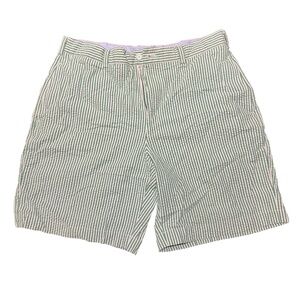 Men’s Green & White Seersucker Stripe Shorts – Size 35 Waist